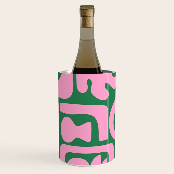 Abstract Green & Pink Decoupage Cutouts Wine Chiller Gallery Image 3