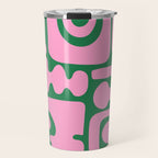 Abstract Green & Pink Decoupage Cutouts Travel Mug Gallery Image 1