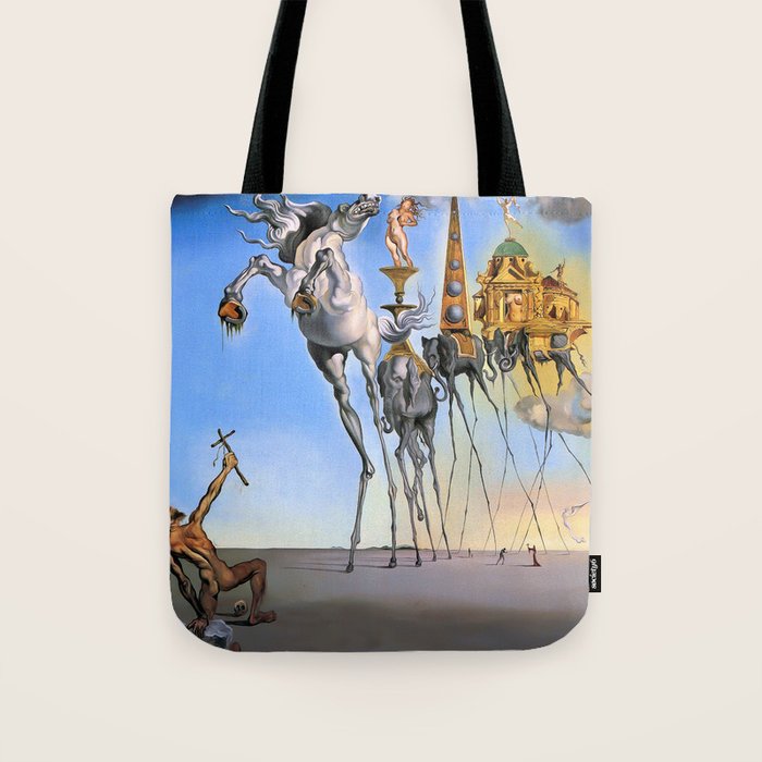 Salvador Dali The Temptation of St. Anthony 1946 Artwork for Wall Art, Prints, Posters, Tshirts, Men, Women, Kids Tote Bag Gallery Image 1