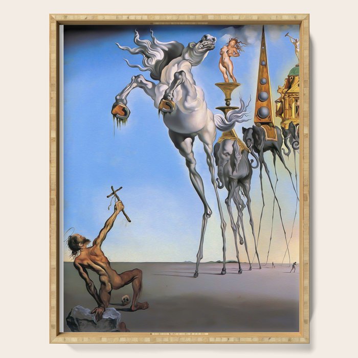 Salvador Dali The Temptation of St. Anthony 1946 Artwork for Wall Art, Prints, Posters, Tshirts, Men, Women, Kids Serving Tray Gallery Image 1
