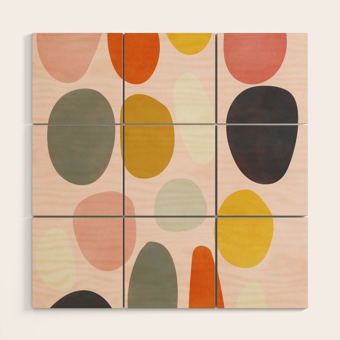 dots and pebbles mid century abstract Wood Wall Art Gallery Image 1