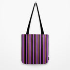 Halloween Stripes Purple Black Orange Vertical Stripe Pattern Tote Bag Gallery Image 2
