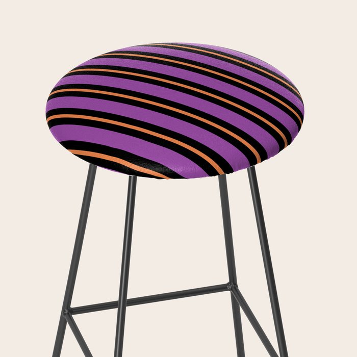 Halloween Stripes Purple Black Orange Vertical Stripe Pattern Stool Gallery Image 2
