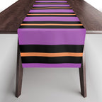 Halloween Stripes Purple Black Orange Vertical Stripe Pattern Table Runner Gallery Image 1