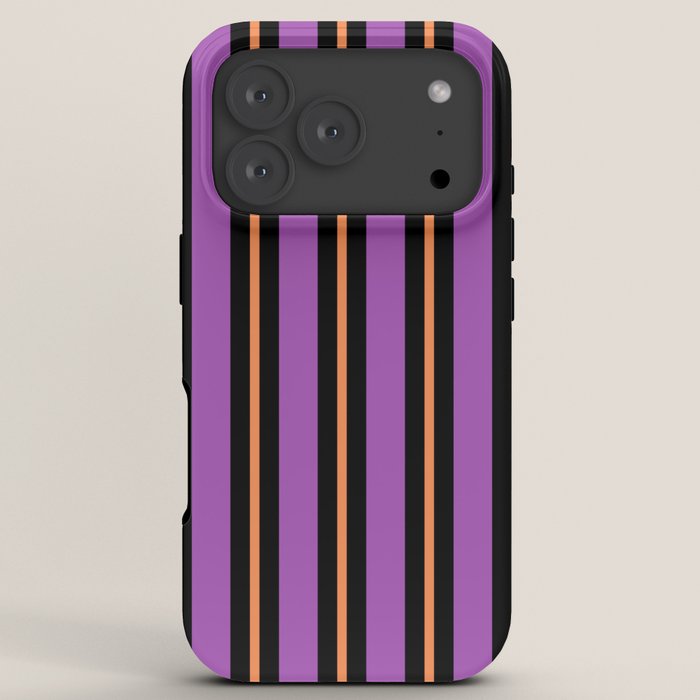 Halloween Stripes Purple Black Orange Vertical Stripe Pattern Iphone Case
