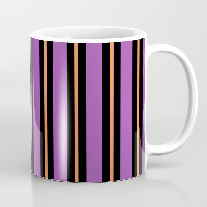 Halloween Stripes Purple Black Orange Vertical Stripe Pattern Coffee Mug Gallery Image 1