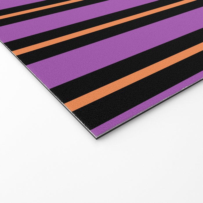 Halloween Stripes Purple Black Orange Vertical Stripe Pattern Welcome Mat Gallery Image 2