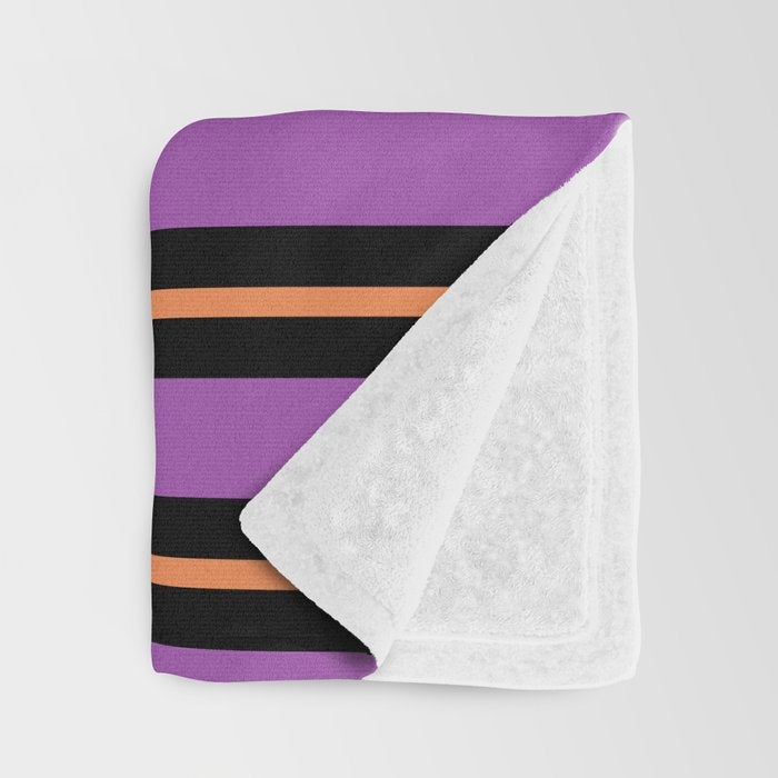 Halloween Stripes Purple Black Orange Vertical Stripe Pattern Throw Blanket Gallery Image 3