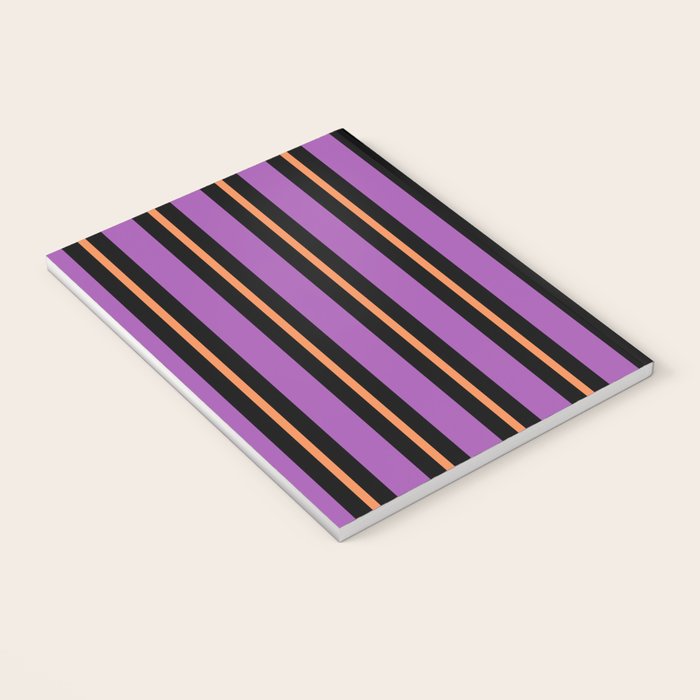 Halloween Stripes Purple Black Orange Vertical Stripe Pattern Notebook Gallery Image 3
