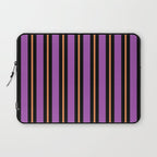 Halloween Stripes Purple Black Orange Vertical Stripe Pattern Laptop Sleeve Gallery Image 1