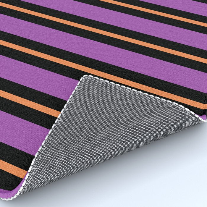 Halloween Stripes Purple Black Orange Vertical Stripe Pattern Rug Gallery Image 4