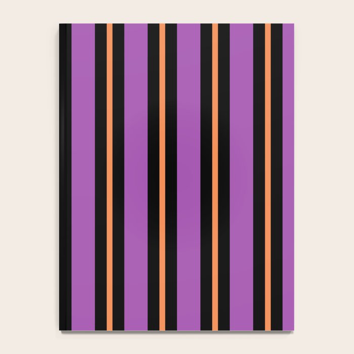 Halloween Stripes Purple Black Orange Vertical Stripe Pattern Notebook Gallery Image 4