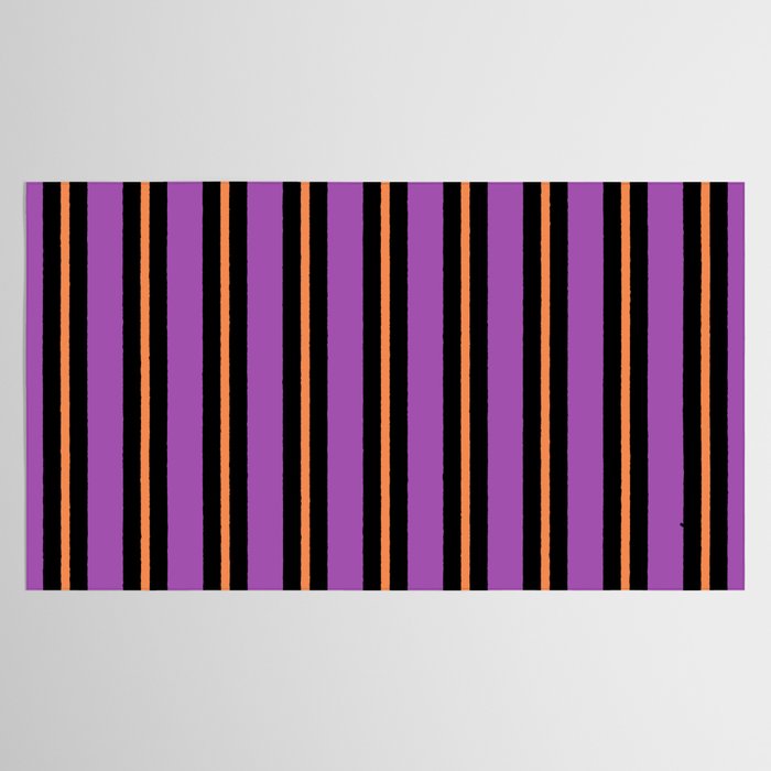 Halloween Stripes Purple Black Orange Vertical Stripe Pattern Tablecloth Gallery Image 2