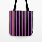 Halloween Stripes Purple Black Orange Vertical Stripe Pattern Tote Bag Gallery Image 1