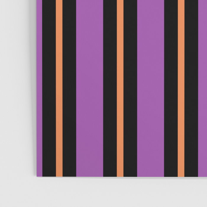 Halloween Stripes Purple Black Orange Vertical Stripe Pattern Poster Gallery Image 3