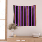 Halloween Stripes Purple Black Orange Vertical Stripe Pattern Wall Tapestry Gallery Image 2