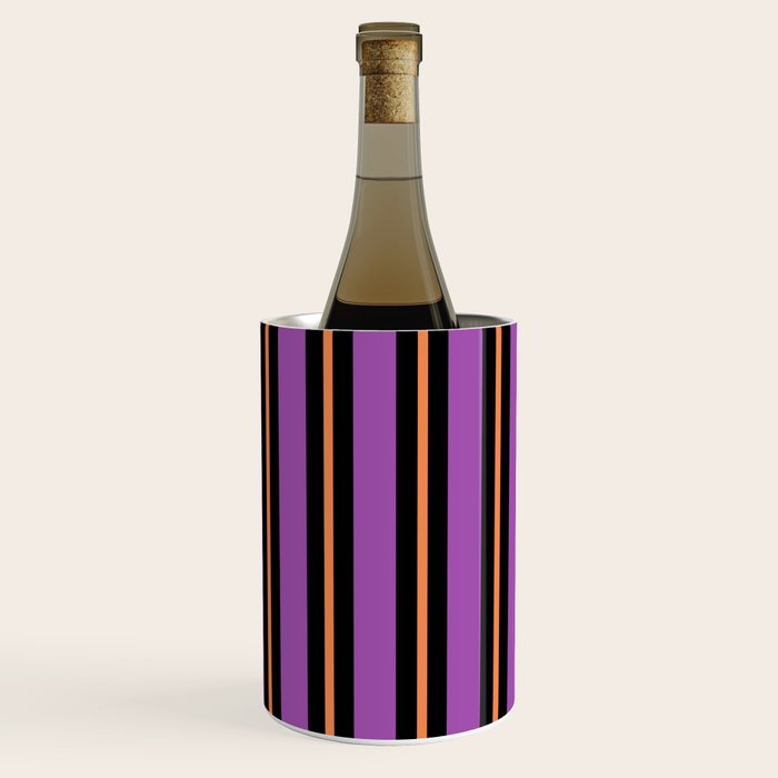 Halloween Stripes Purple Black Orange Vertical Stripe Pattern Wine Chiller Gallery Image 2