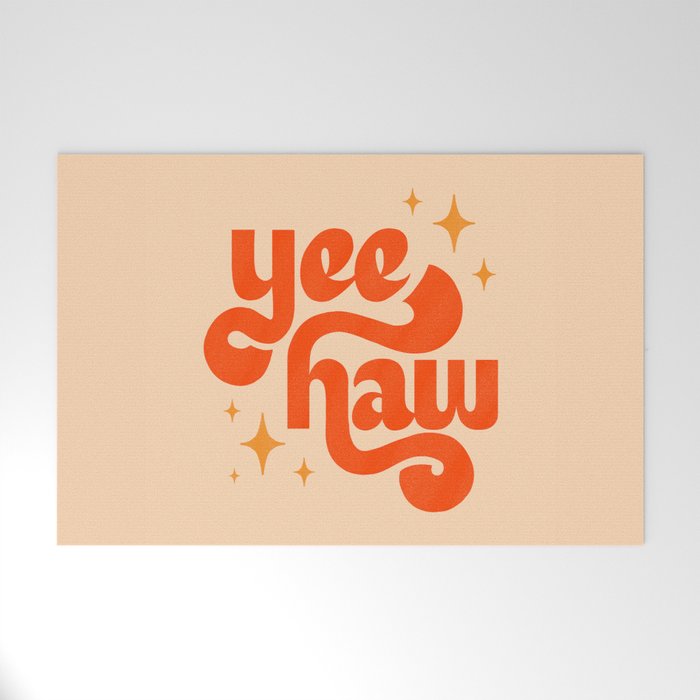 Yee Haw - Orange on Cream Welcome Mat Gallery Image 1