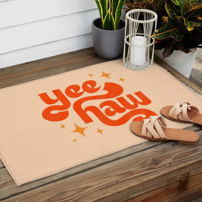 Yee Haw - Orange on Cream Outdoor Rug Gallery Image 2