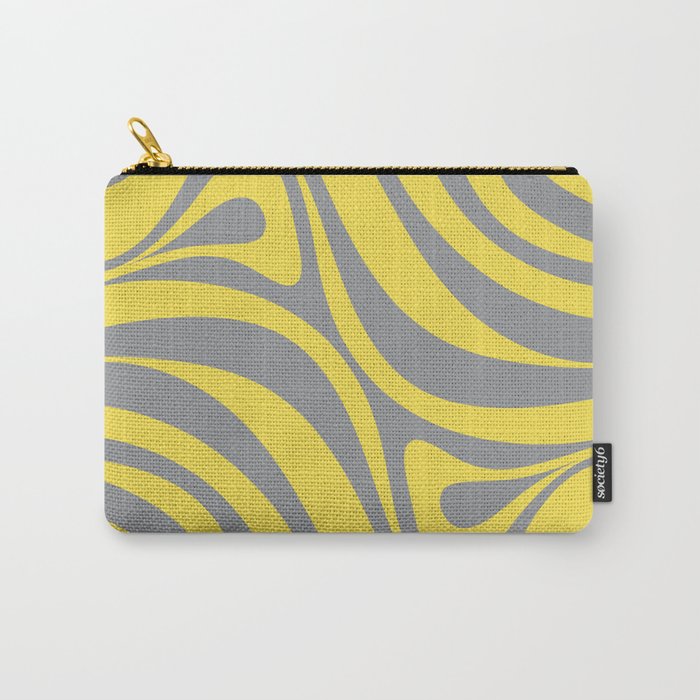 New Groove Retro Swirl Abstract Pattern in Yellow and Gray Carry All Pouch Gallery Image 1