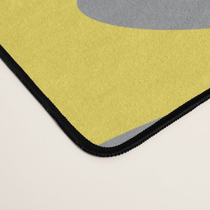 New Groove Retro Swirl Abstract Pattern in Yellow and Gray Desk Mat Gallery Image 4