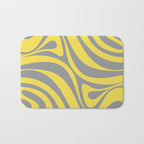 New Groove Retro Swirl Abstract Pattern in Yellow and Gray Bath Mat Gallery Image 1