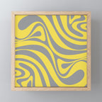New Groove Retro Swirl Abstract Pattern in Yellow and Gray Mini Art Print Gallery Image 1