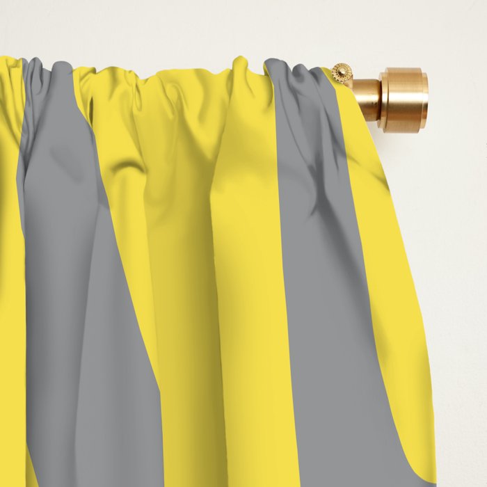 New Groove Retro Swirl Abstract Pattern in Yellow and Gray Window Curtain Gallery Image 2