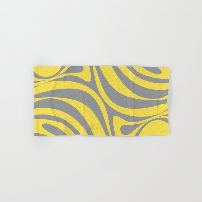 New Groove Retro Swirl Abstract Pattern in Yellow and Gray Bath Towel Gallery Image 1