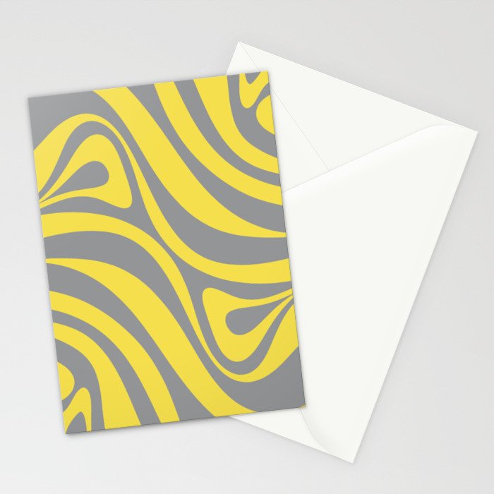 New Groove Retro Swirl Abstract Pattern in Yellow and Gray Stationery Card Gallery Image 2