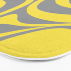 New Groove Retro Swirl Abstract Pattern in Yellow and Gray Bath Mat Gallery Image 3