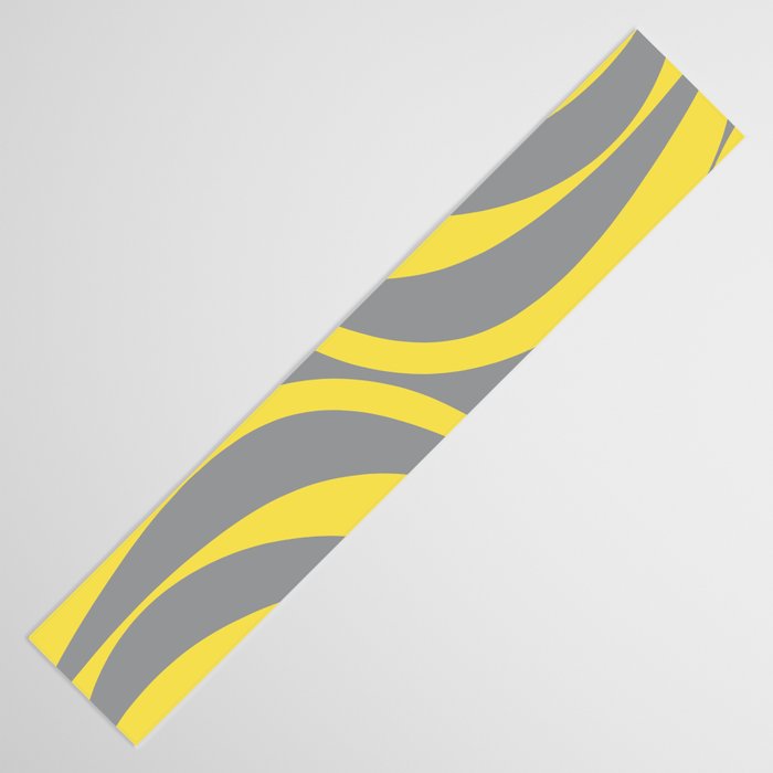 New Groove Retro Swirl Abstract Pattern in Yellow and Gray Table Runner Gallery Image 3