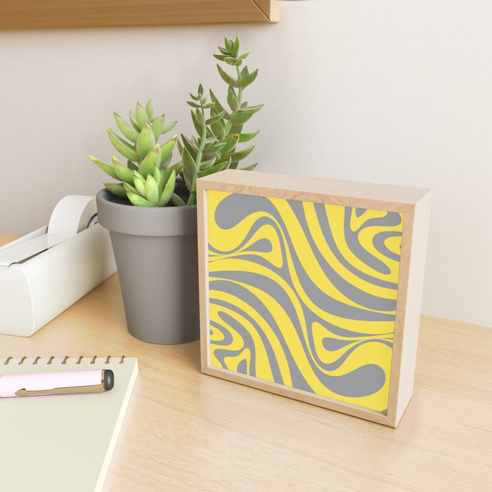 New Groove Retro Swirl Abstract Pattern in Yellow and Gray Mini Art Print Gallery Image 2