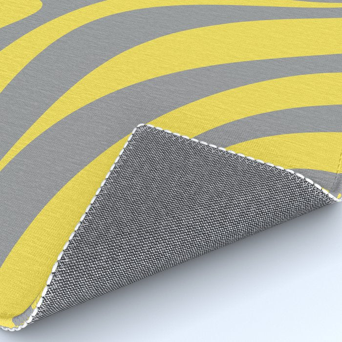 New Groove Retro Swirl Abstract Pattern in Yellow and Gray Rug Gallery Image 4