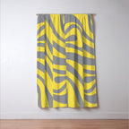 New Groove Retro Swirl Abstract Pattern in Yellow and Gray Window Curtain Gallery Image 3