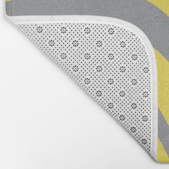 New Groove Retro Swirl Abstract Pattern in Yellow and Gray Bath Mat Gallery Image 2