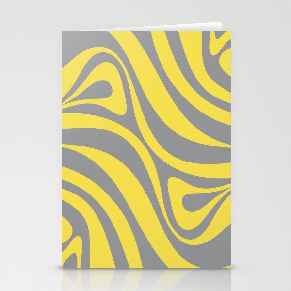 New Groove Retro Swirl Abstract Pattern in Yellow and Gray Stationery Card Gallery Image 2