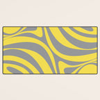 New Groove Retro Swirl Abstract Pattern in Yellow and Gray Desk Mat Gallery Image 3