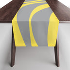 New Groove Retro Swirl Abstract Pattern in Yellow and Gray Table Runner Gallery Image 1