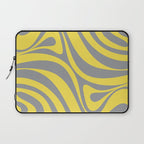 New Groove Retro Swirl Abstract Pattern in Yellow and Gray Laptop Sleeve Gallery Image 1