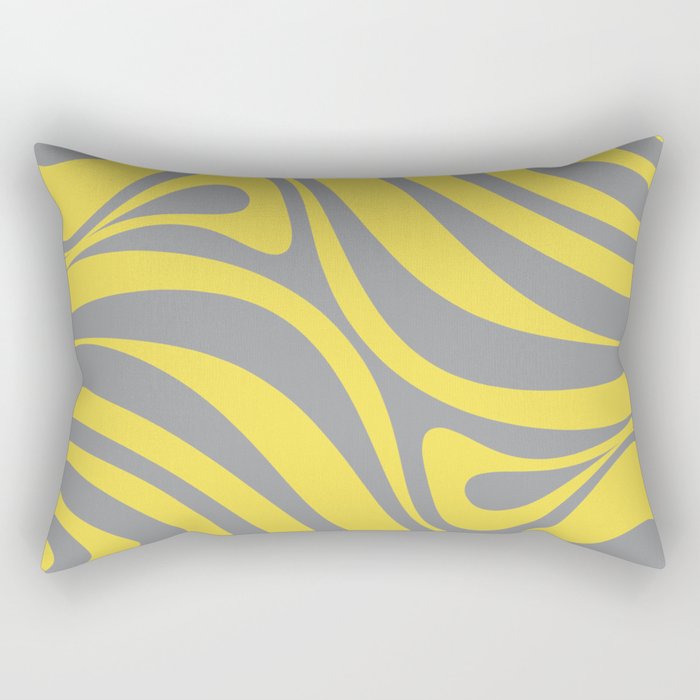 New Groove Retro Swirl Abstract Pattern in Yellow and Gray Rectangular Pillow Gallery Image 2