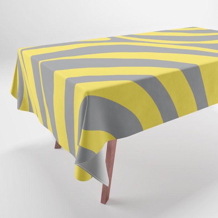 New Groove Retro Swirl Abstract Pattern in Yellow and Gray Tablecloth Gallery Image 1