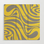 New Groove Retro Swirl Abstract Pattern in Yellow and Gray Wood Wall Art Gallery Image 1