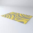 New Groove Retro Swirl Abstract Pattern in Yellow and Gray Rug Gallery Image 3