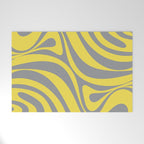 New Groove Retro Swirl Abstract Pattern in Yellow and Gray Welcome Mat Gallery Image 1