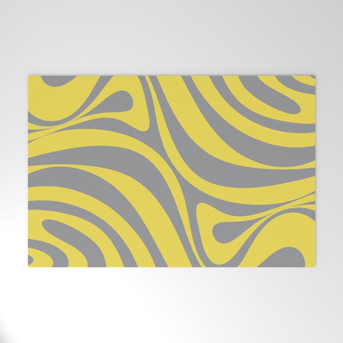 New Groove Retro Swirl Abstract Pattern in Yellow and Gray Welcome Mat Gallery Image 1