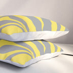 New Groove Retro Swirl Abstract Pattern in Yellow and Gray Pillow Sham Gallery Image 3