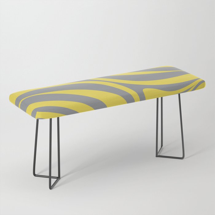 New Groove Retro Swirl Abstract Pattern in Yellow and Gray Bench Gallery Image 1