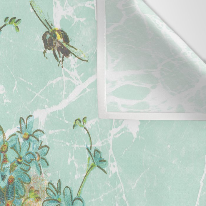 Modern vintage mint marble floral landscape Wall Tapestry Gallery Image 3