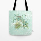 Modern vintage mint marble floral landscape Tote Bag Gallery Image 1